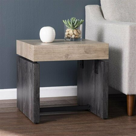 HOMEROOTS 20 in. Wood & Iron Square End Table Natural Wood 402461